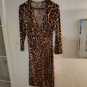 Anne Klein Brown Black Long Sleeve Sheath Dress